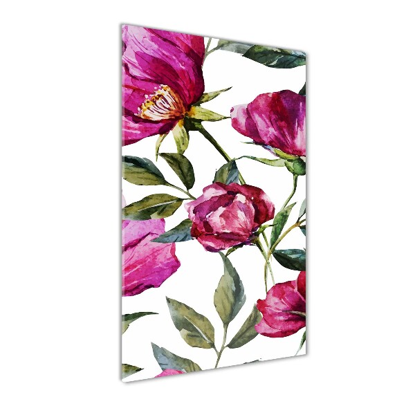 Quadro di vetro verticale Papaveri