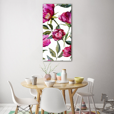 Quadro di vetro verticale Papaveri