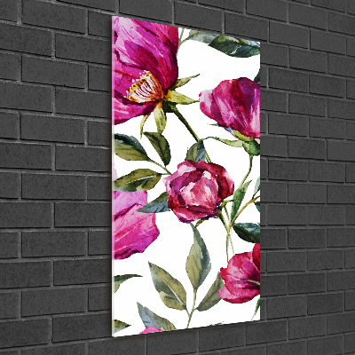 Quadro di vetro verticale Papaveri