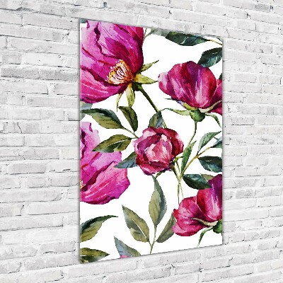 Quadro di vetro verticale Papaveri