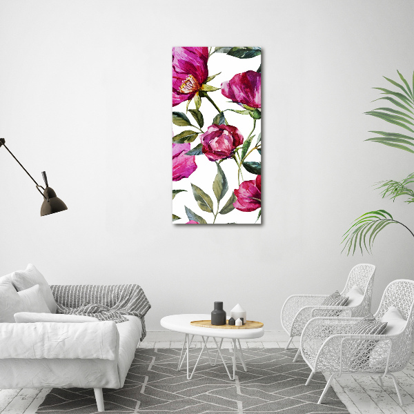 Quadro di vetro verticale Papaveri