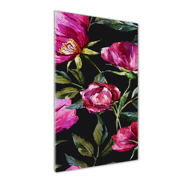 Quadro stampa su vetro verticale Papaveri