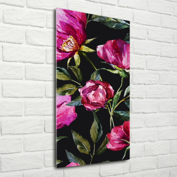 Quadro stampa su vetro verticale Papaveri