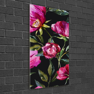 Quadro stampa su vetro verticale Papaveri