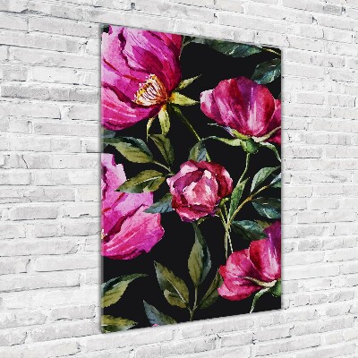 Quadro stampa su vetro verticale Papaveri