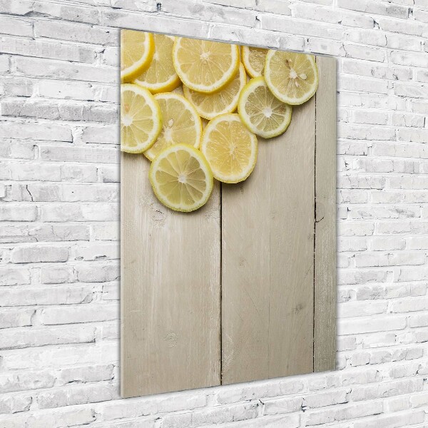 Quadro vetro verticale Limoni su legno