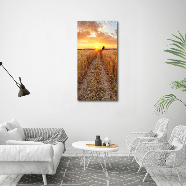 Quadro in vetro verticale Campo di grano