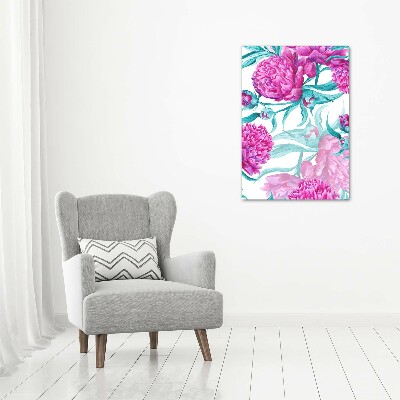 Quadro in vetro verticale Peonie