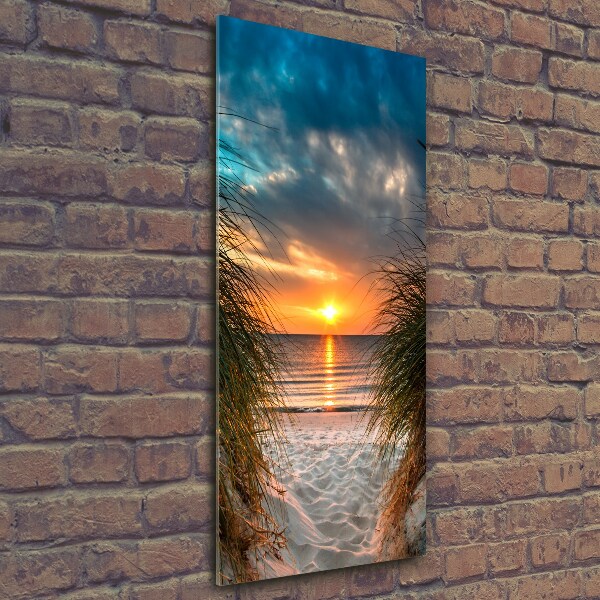 Quadro di vetro verticale Mare al tramonto