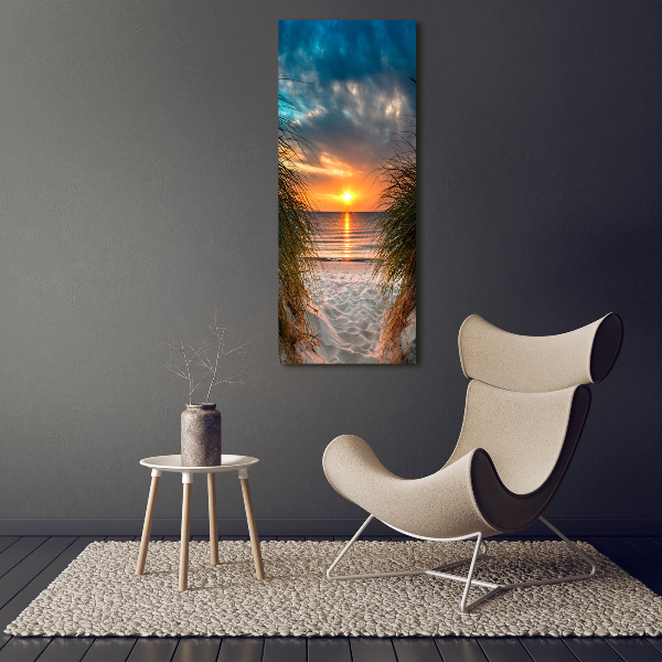 Quadro di vetro verticale Mare al tramonto