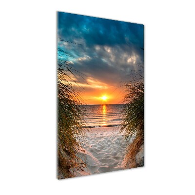 Quadro di vetro verticale Mare al tramonto