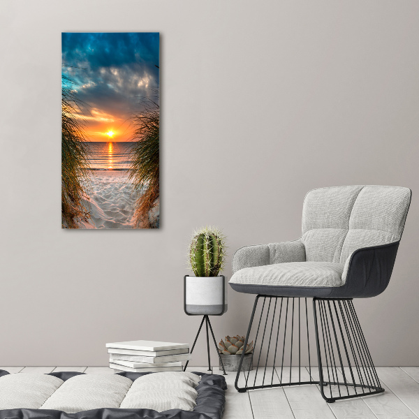 Quadro di vetro verticale Mare al tramonto
