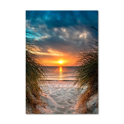 Quadro di vetro verticale Mare al tramonto