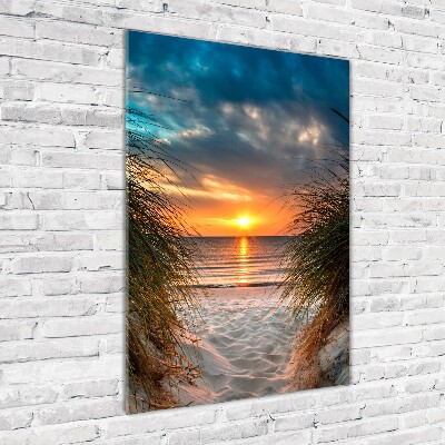 Quadro di vetro verticale Mare al tramonto