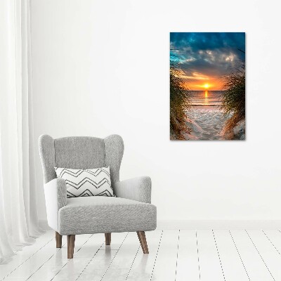 Quadro di vetro verticale Mare al tramonto