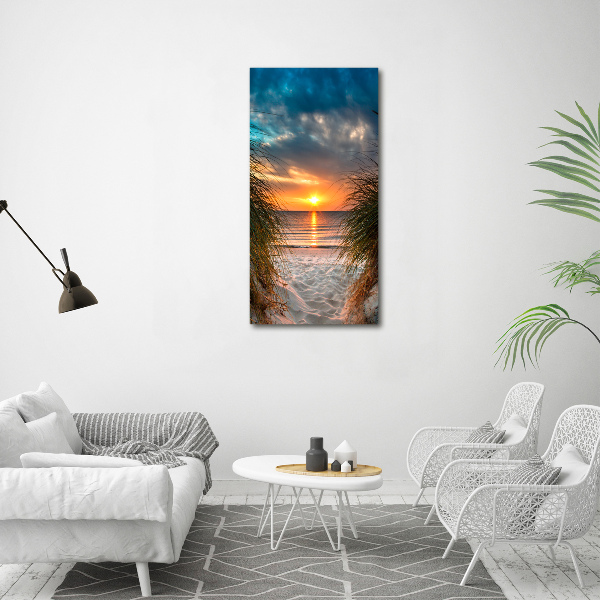 Quadro di vetro verticale Mare al tramonto