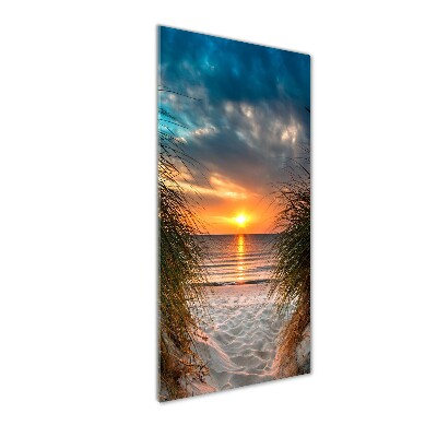 Quadro di vetro verticale Mare al tramonto