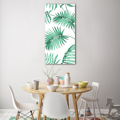 Quadro di vetro verticale Foglie tropicali
