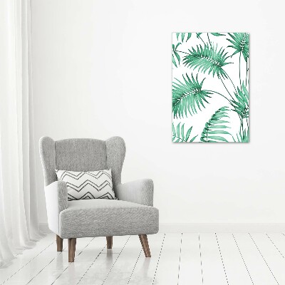 Quadro di vetro verticale Foglie tropicali