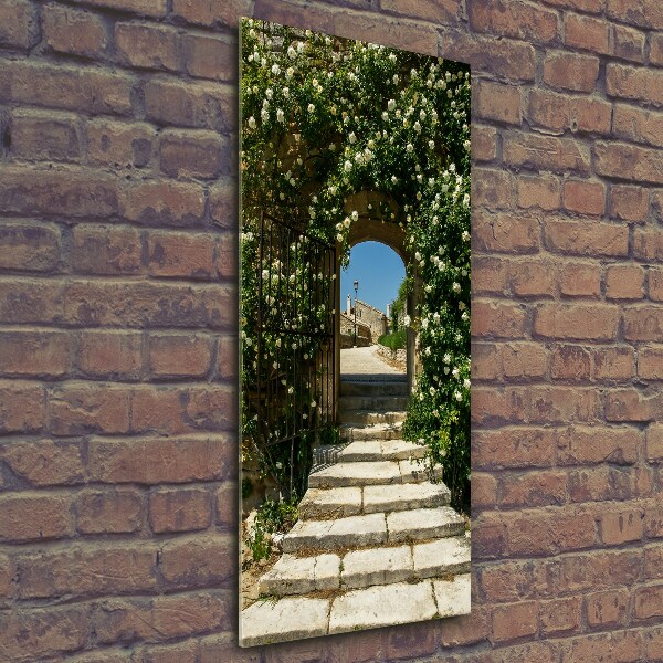 Quadro stampa su vetro verticale Arco floreale