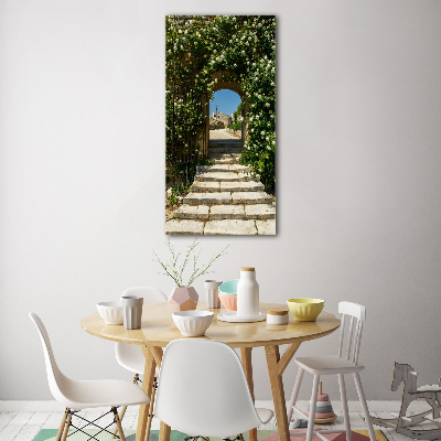 Quadro stampa su vetro verticale Arco floreale