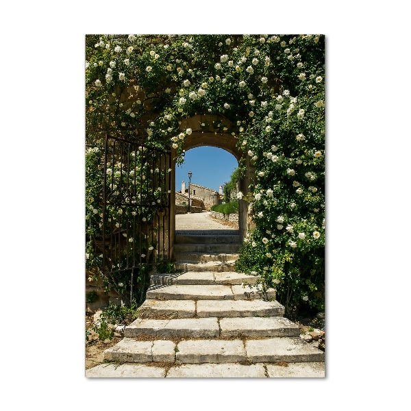 Quadro stampa su vetro verticale Arco floreale