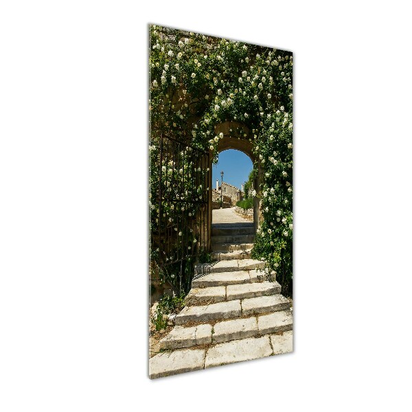 Quadro stampa su vetro verticale Arco floreale