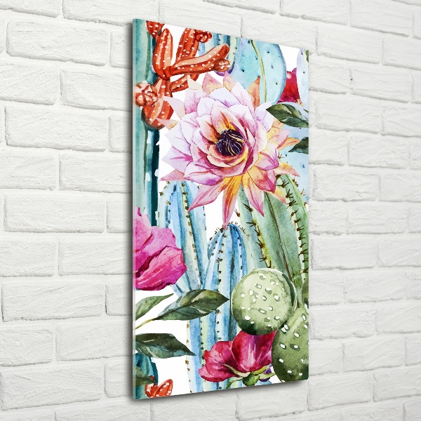 Quadro vetro verticale Cactus