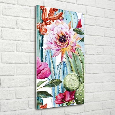 Quadro vetro verticale Cactus