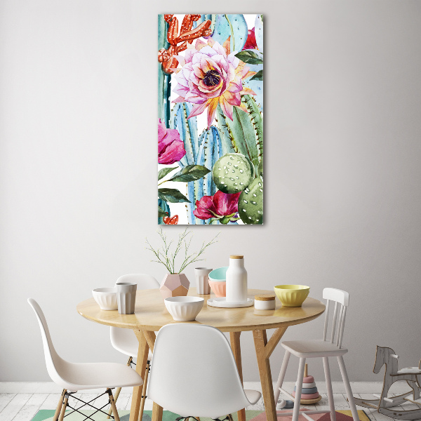 Quadro vetro verticale Cactus