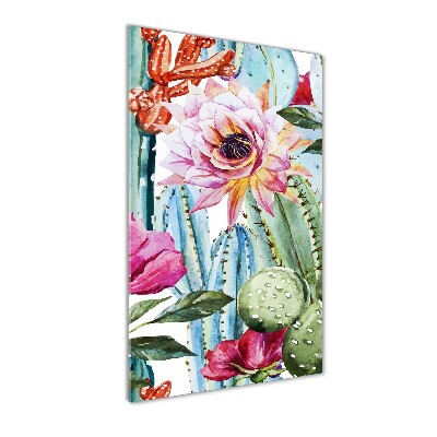 Quadro vetro verticale Cactus