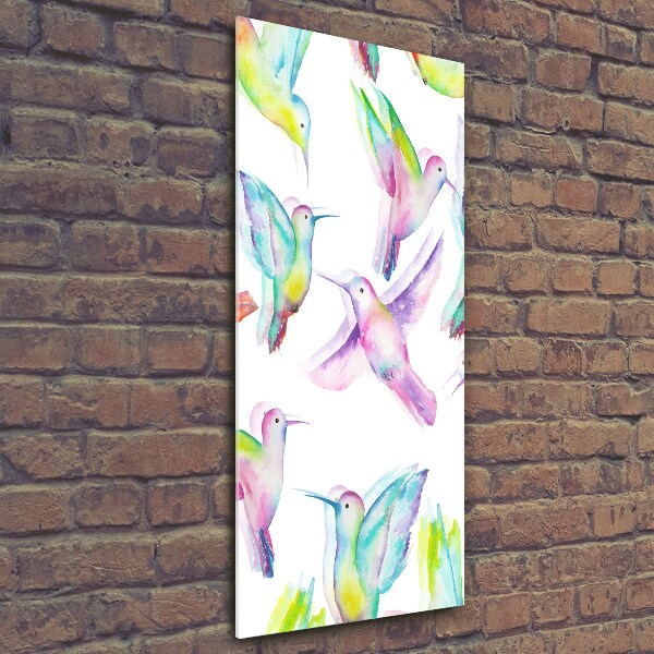 Quadro di vetro verticale Colibrì colorati