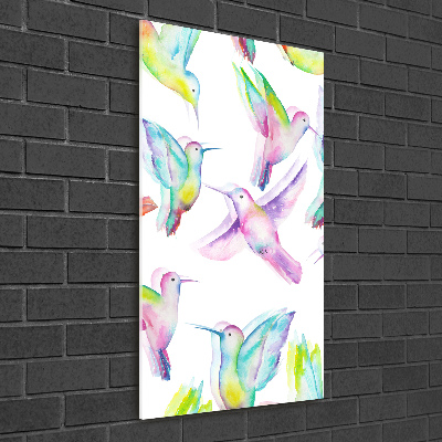 Quadro di vetro verticale Colibrì colorati