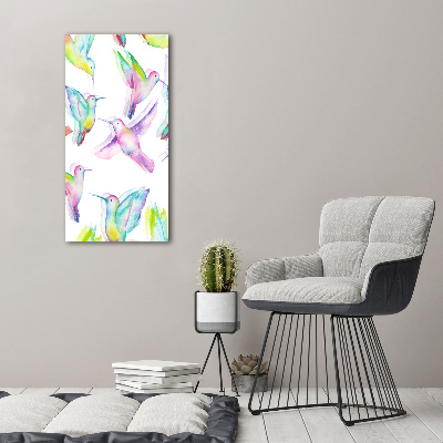 Quadro di vetro verticale Colibrì colorati