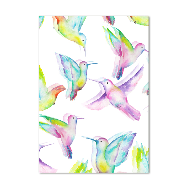 Quadro di vetro verticale Colibrì colorati