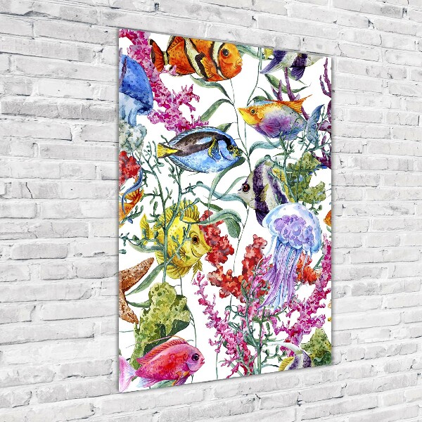 Quadro stampa su vetro verticale Mondo sottomarino