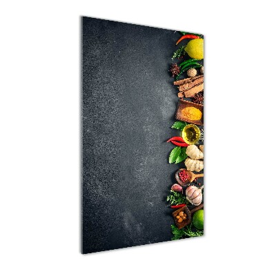 Quadro di vetro verticale Spezie ed erbe aromatiche