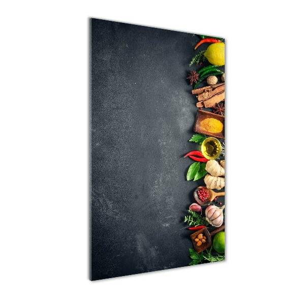 Quadro di vetro verticale Spezie ed erbe aromatiche