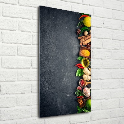 Quadro di vetro verticale Spezie ed erbe aromatiche