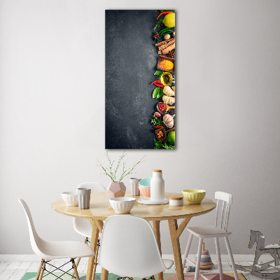 Quadro di vetro verticale Spezie ed erbe aromatiche