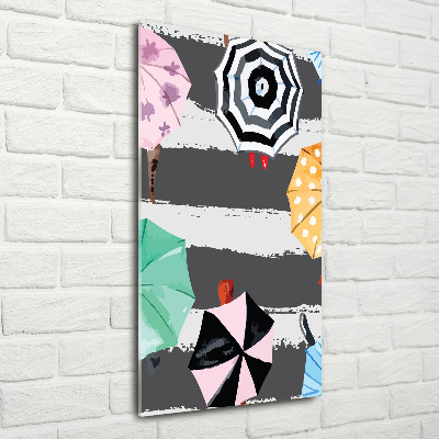 Quadro in vetro verticale Ombrelli colorati