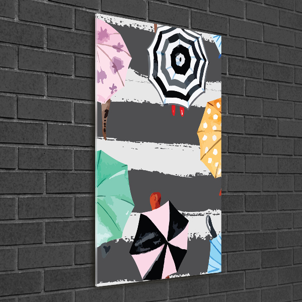 Quadro in vetro verticale Ombrelli colorati