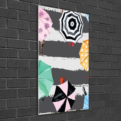 Quadro in vetro verticale Ombrelli colorati