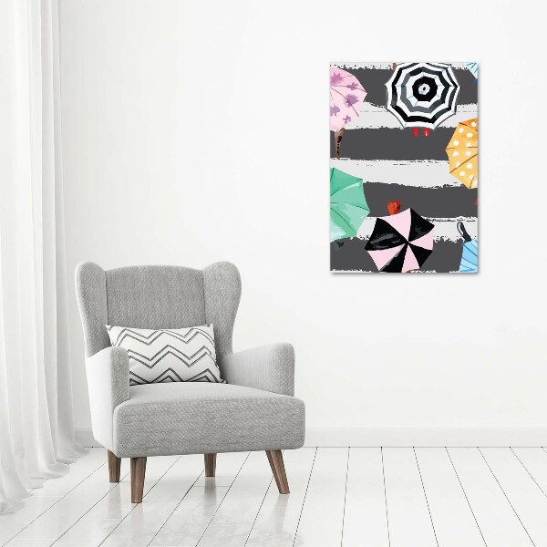 Quadro in vetro verticale Ombrelli colorati