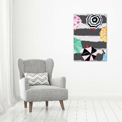 Quadro in vetro verticale Ombrelli colorati