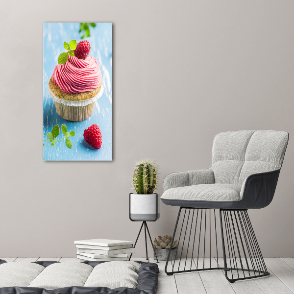 Quadro vetro verticale Cupcake al lampone