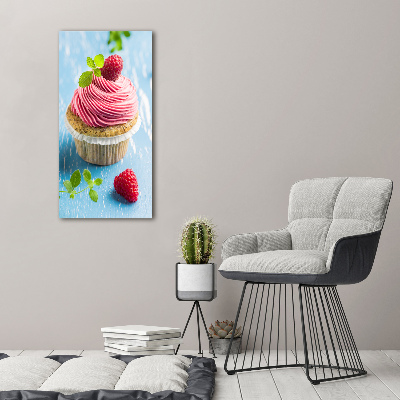 Quadro vetro verticale Cupcake al lampone