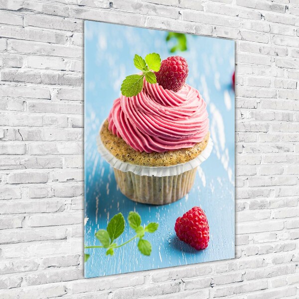 Quadro vetro verticale Cupcake al lampone