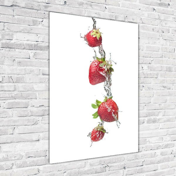 Quadro di vetro verticale Fragole