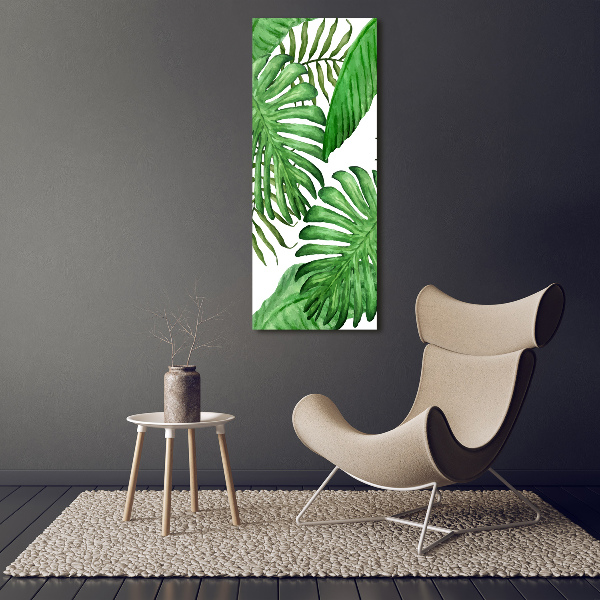 Quadro vetro verticale Foglie tropicali